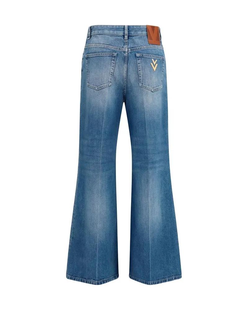 Valentino Garavani Women's Blue Cotton Straight-Leg Jeans Clothing Blue