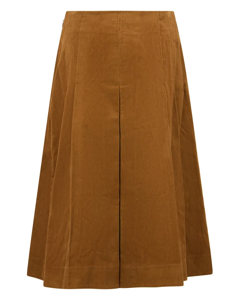Tory Burch Pleated Velvet Skirt — Orange Orange