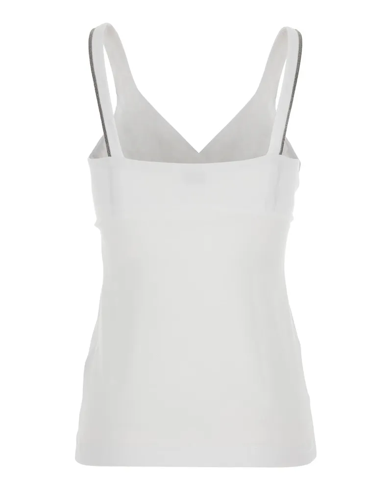 Brunello Cucinelli Women Top V-Neck White Cotton Tops White