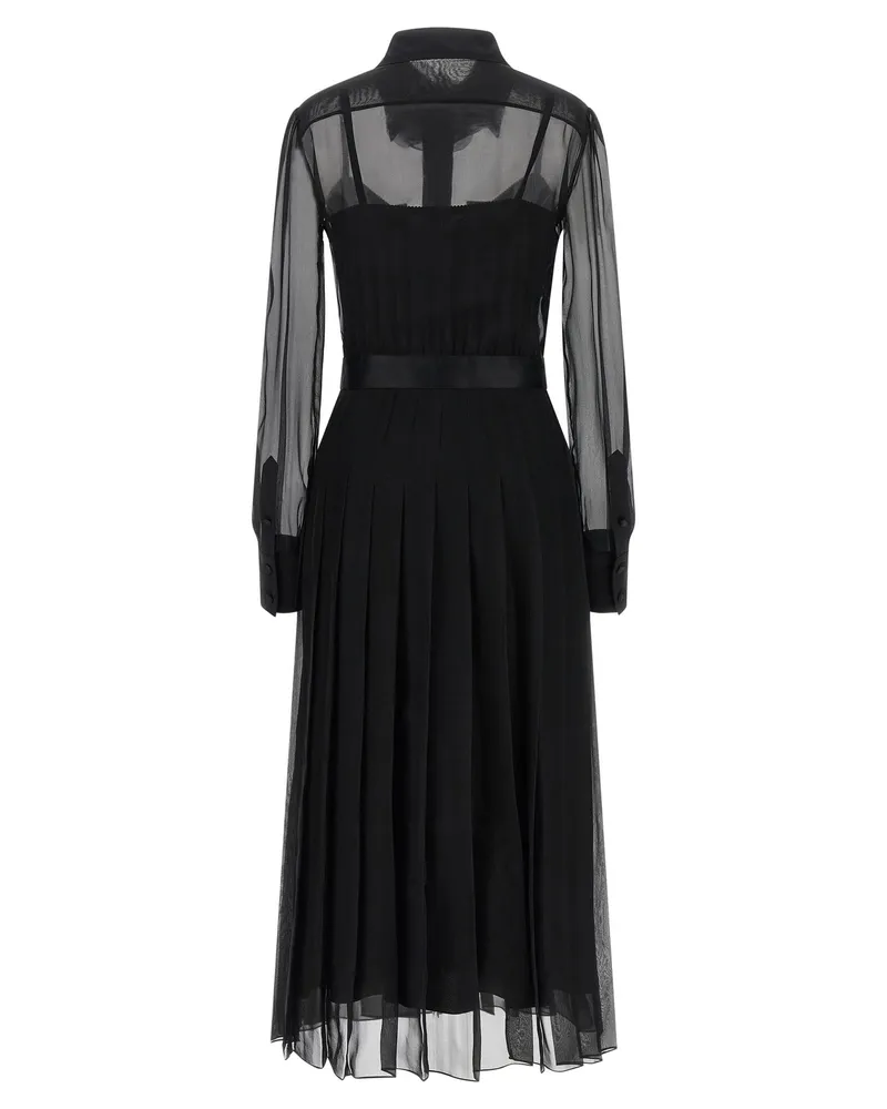Dolce & Gabbana Semi-Sheer Silk Chiffon Overlay Dress — Black Black
