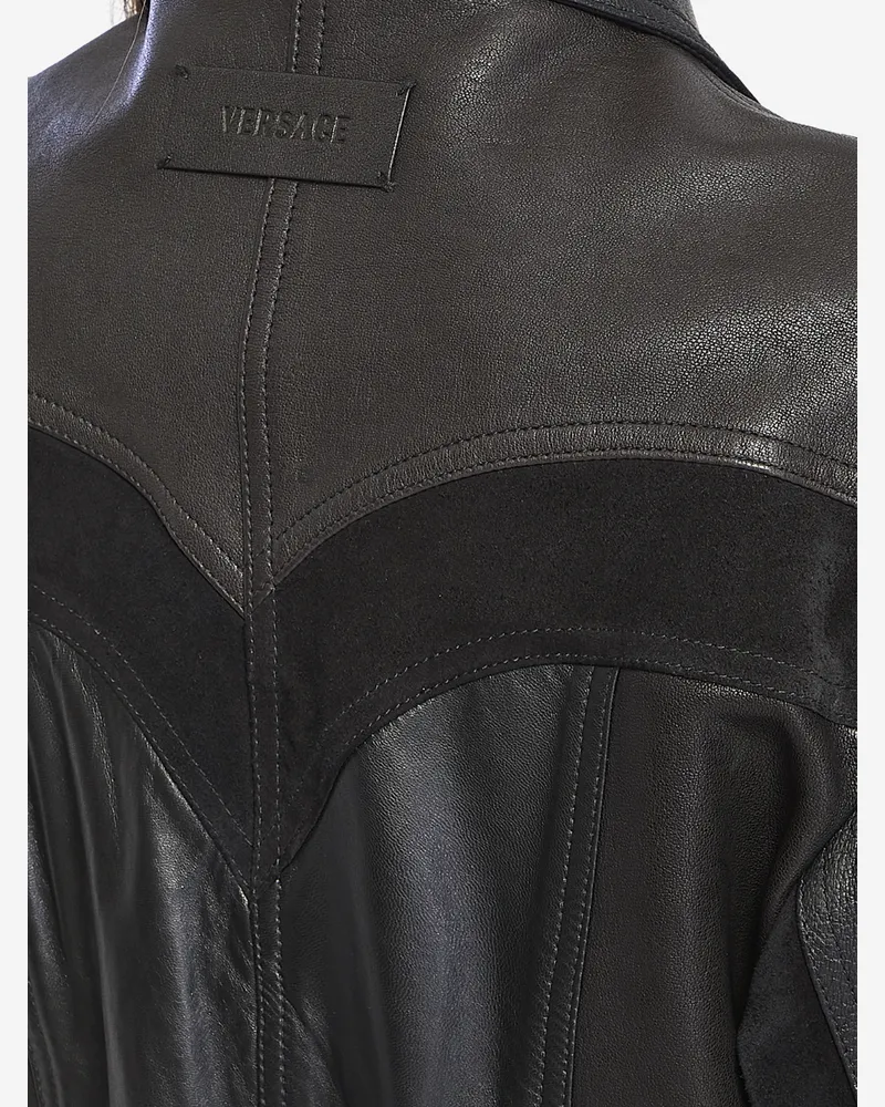 Versace Women's Leather Jacket Black Goatskin Black