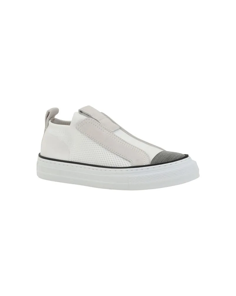 Brunello Cucinelli Women's White Nylon Low Top Sneakers White