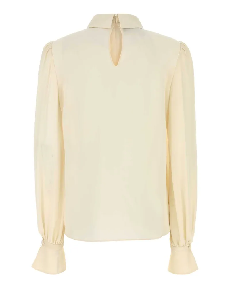 Valentino Garavani Women's Silk Bow-Neck Blouse Beige Beige
