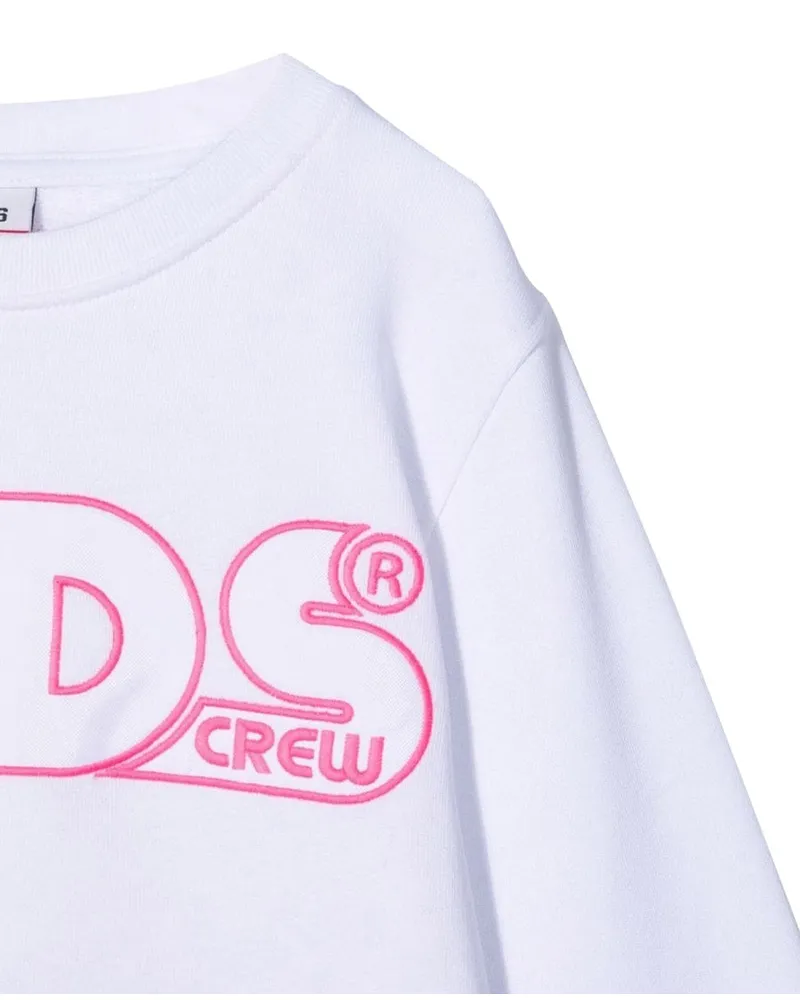 GCDS Cropped Cotton Sweatshirt — White White