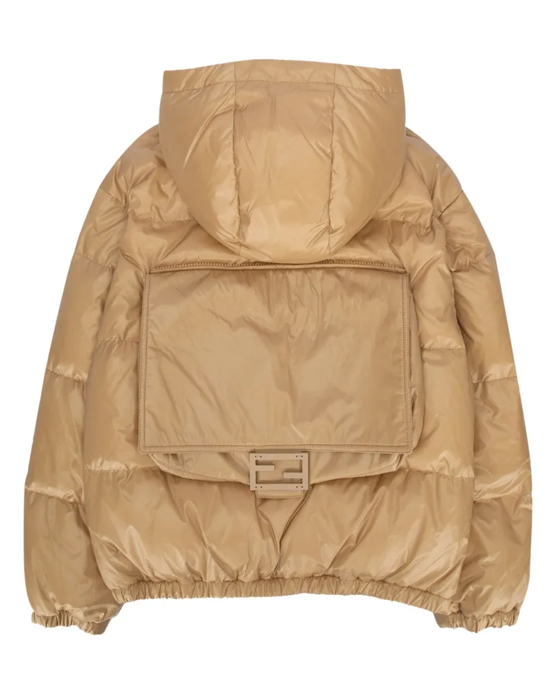 Fendi Boys' Quilted Polyester Down Jacket Beige Beige
