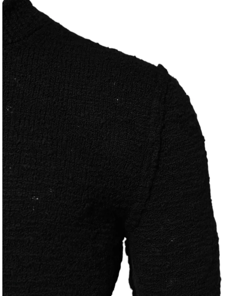 Dolce & Gabbana Wool-Nylon Crew Neck Knit Sweater — Black Black