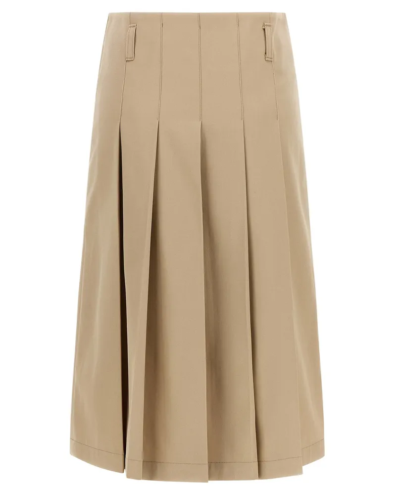 A.P.C. Pleated Organic Cotton Skirt — beige Beige
