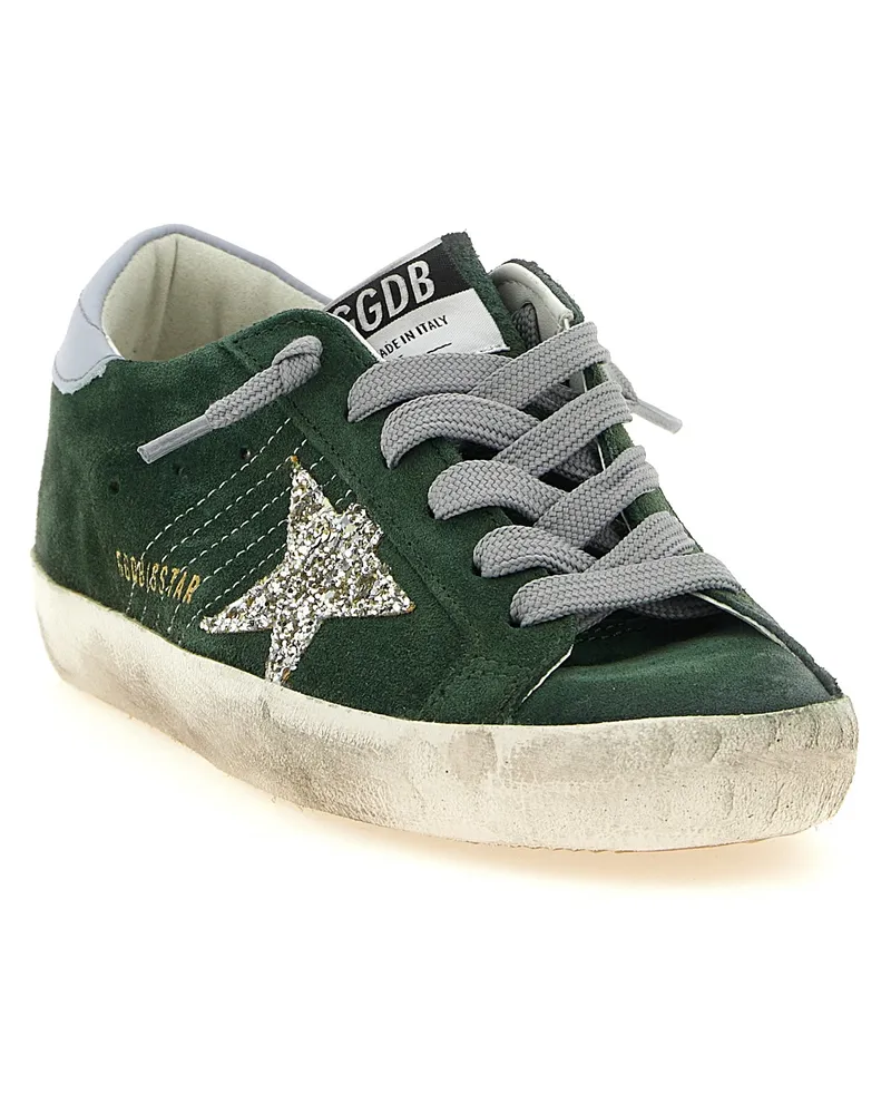 Golden Goose Glitter Star Suede Sneaker — Green Green