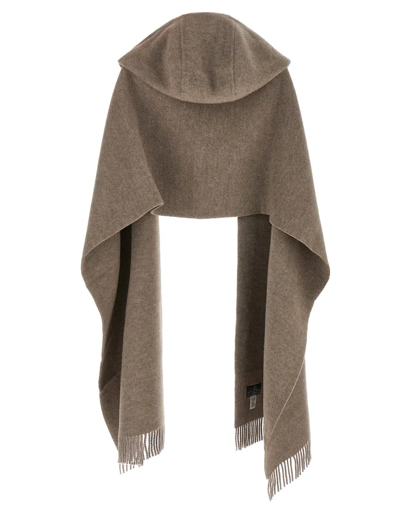 Brunello Cucinelli Hooded Wool Cashmere Scarf — Taupe Taupe