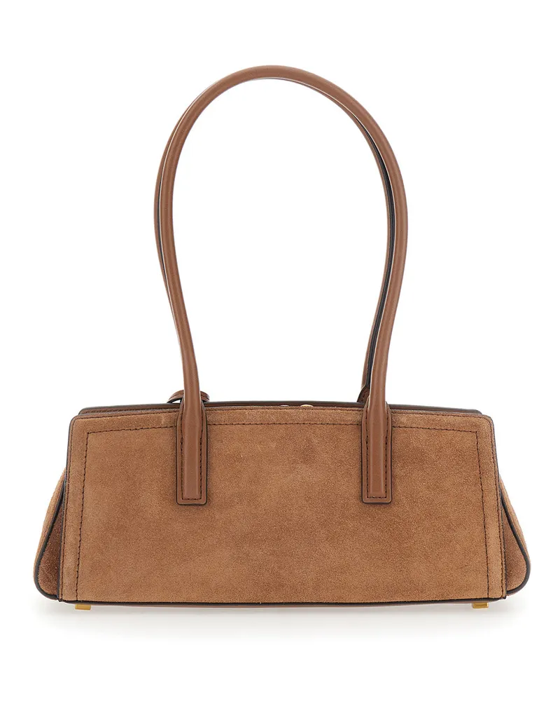 Michael Kors Women's Shoulder Bag Laila Brown Suede Cowhide Leather Brown