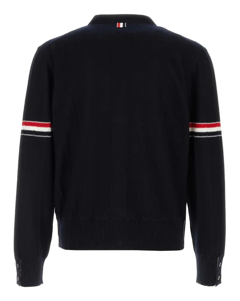 Thom Browne Men's Dark Blue Wool Cardigan Navy Exterior: Virgin Maglieria Navy