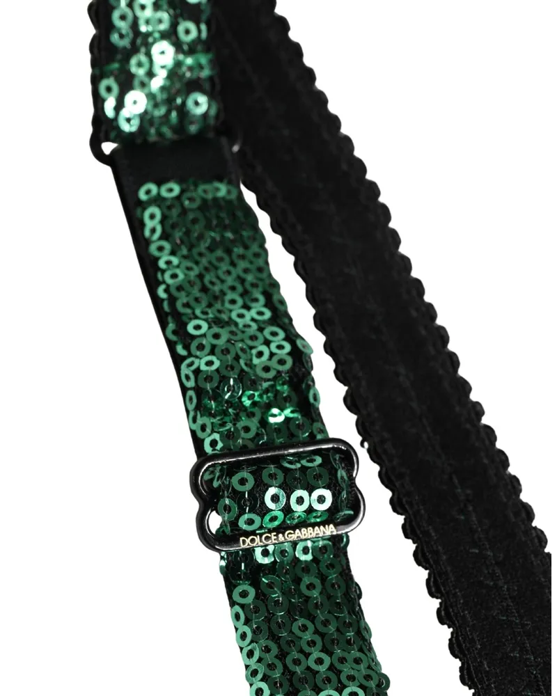 Dolce & Gabbana Women Green Sequined Nyon Balconnet Bra Underwear Nylon Clothing Green