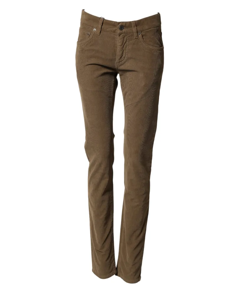 Dolce & Gabbana Brown Cotton Stretch Skinny Men Denim Jeans Elastane Clothing Brown