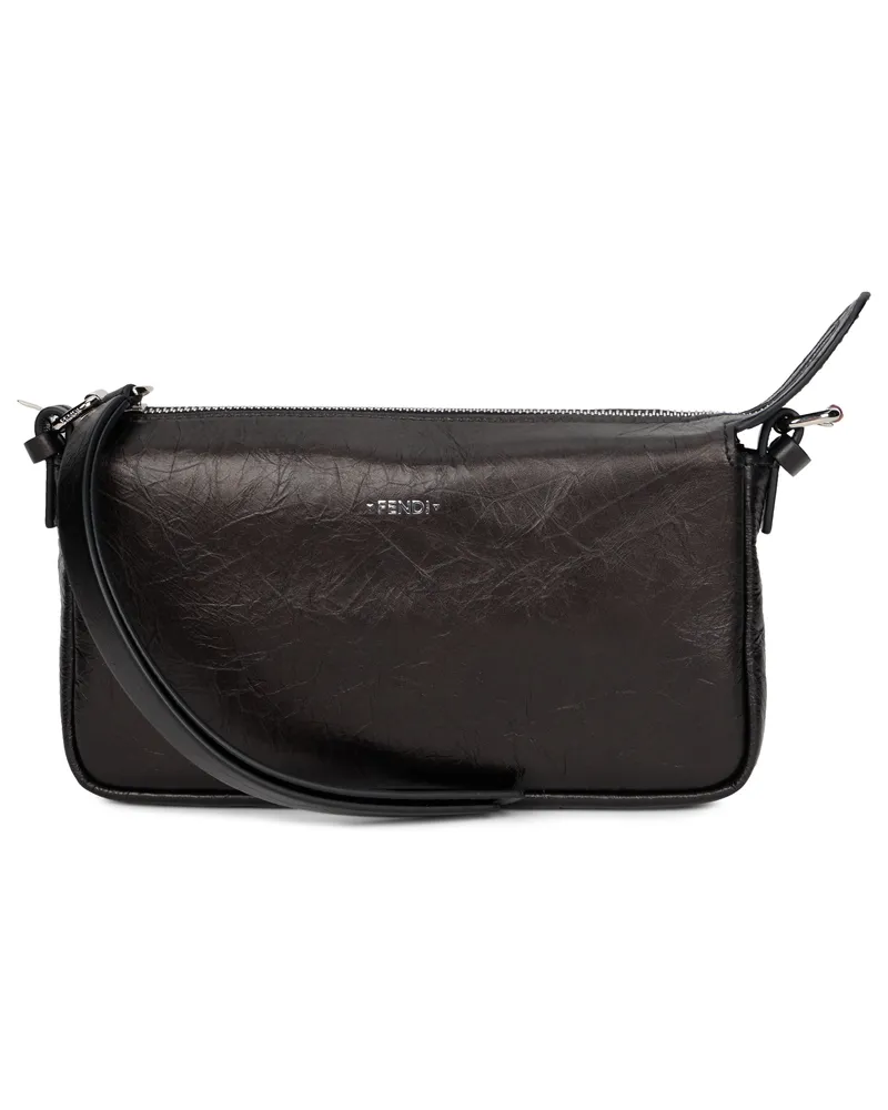 Fendi Calfskin Leather Shoulder Bag — Black Black