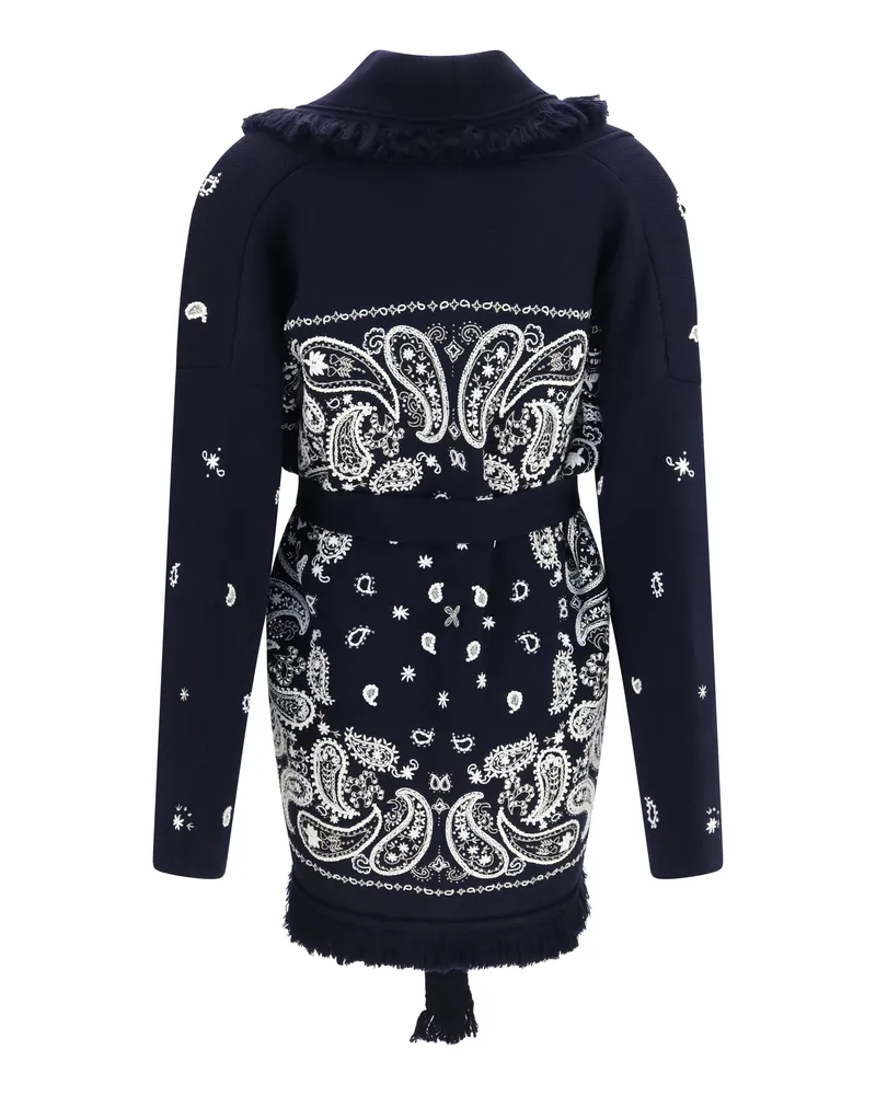 Alanui Hand-Embroidered Virgin Wool Cardigan — Navy Navy