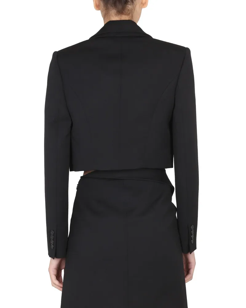 Alexander McQueen Cropped Wool Blazer — Black Black