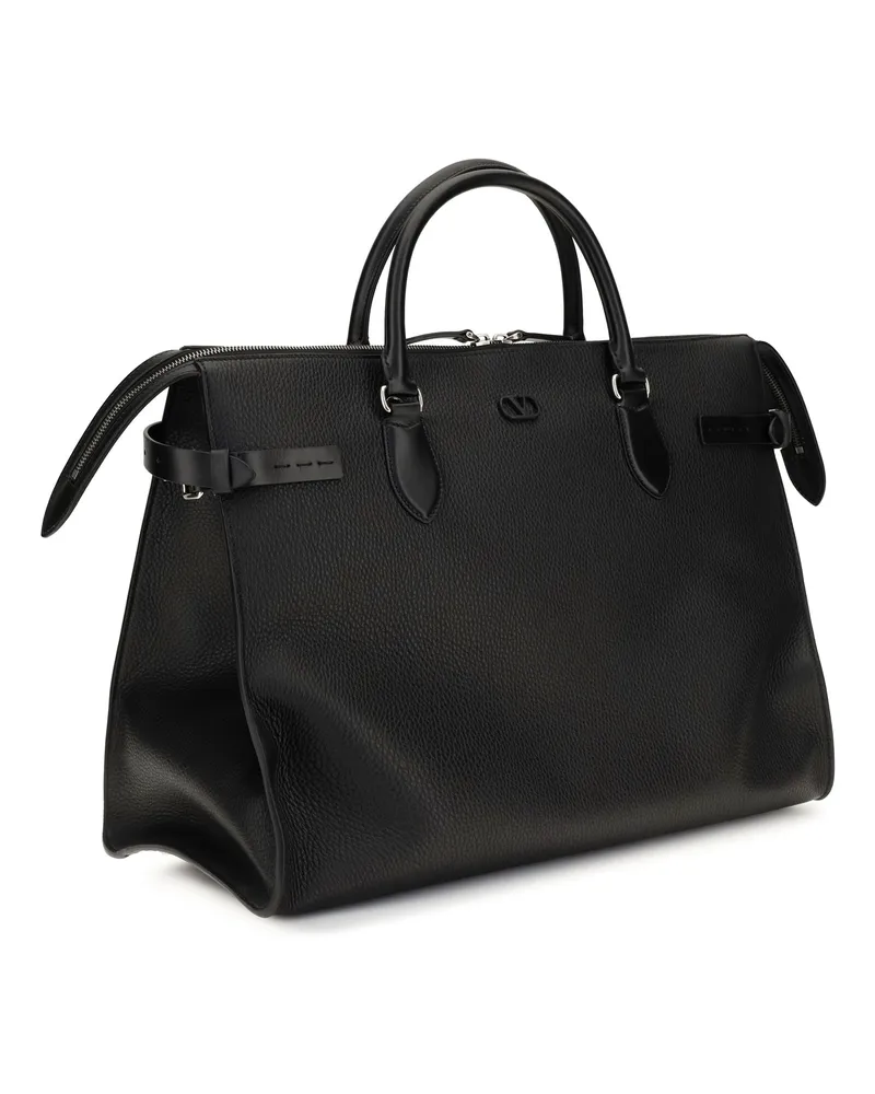 Valentino Garavani Men's Top Handle Bag Antibes Black Calf Leather Shoulder Black