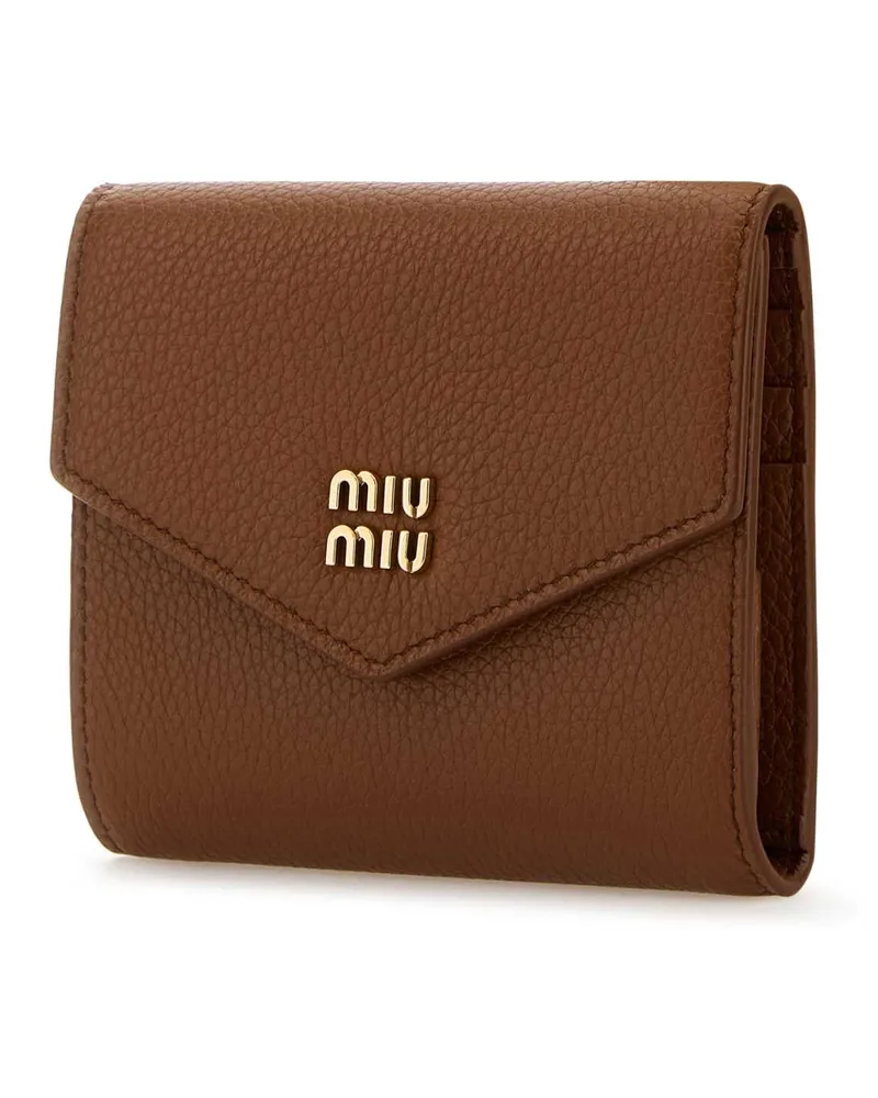 Miu Miu Women's Caramel Leather Wallet Cognac Portafogli Brown