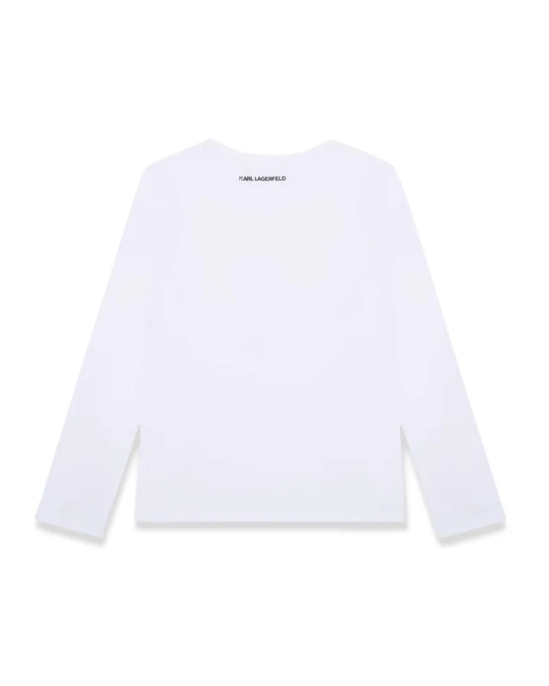 Karl Lagerfeld Cotton-Blend Crew Neck T-Shirt — White White