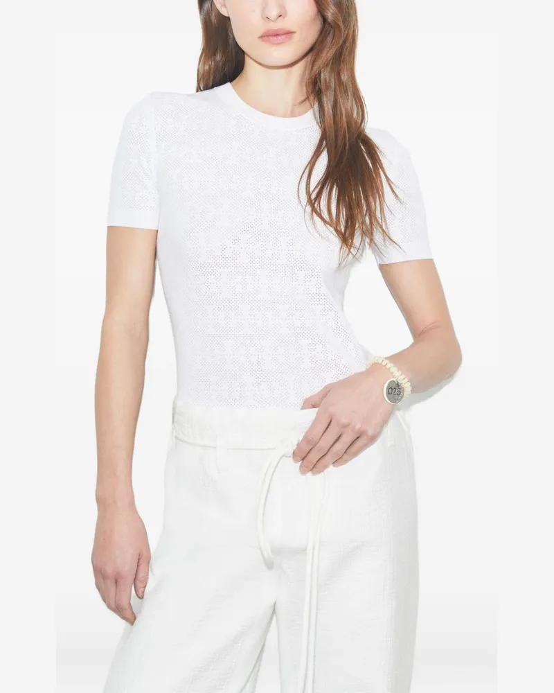 Tory Burch Textured Monogram T-Shirt — White White