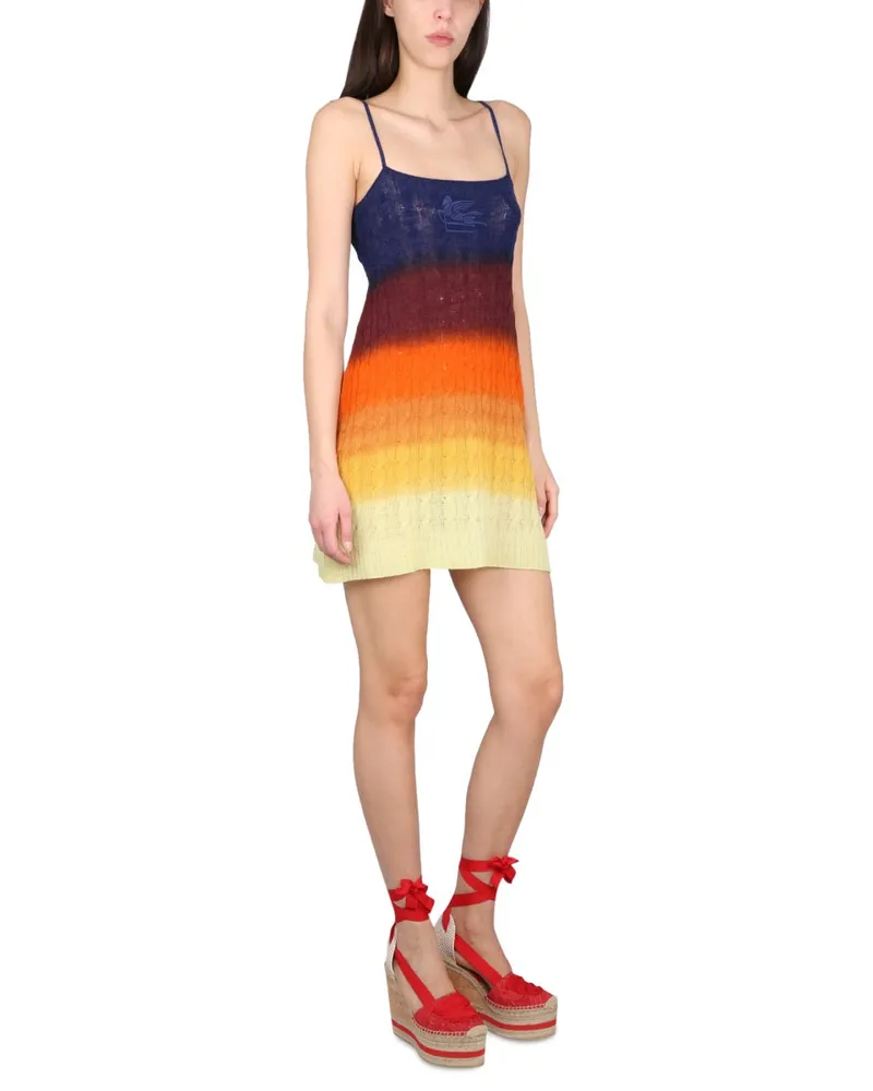 Etro Shaded Wool Mini Dress — Multicolor Multicolor