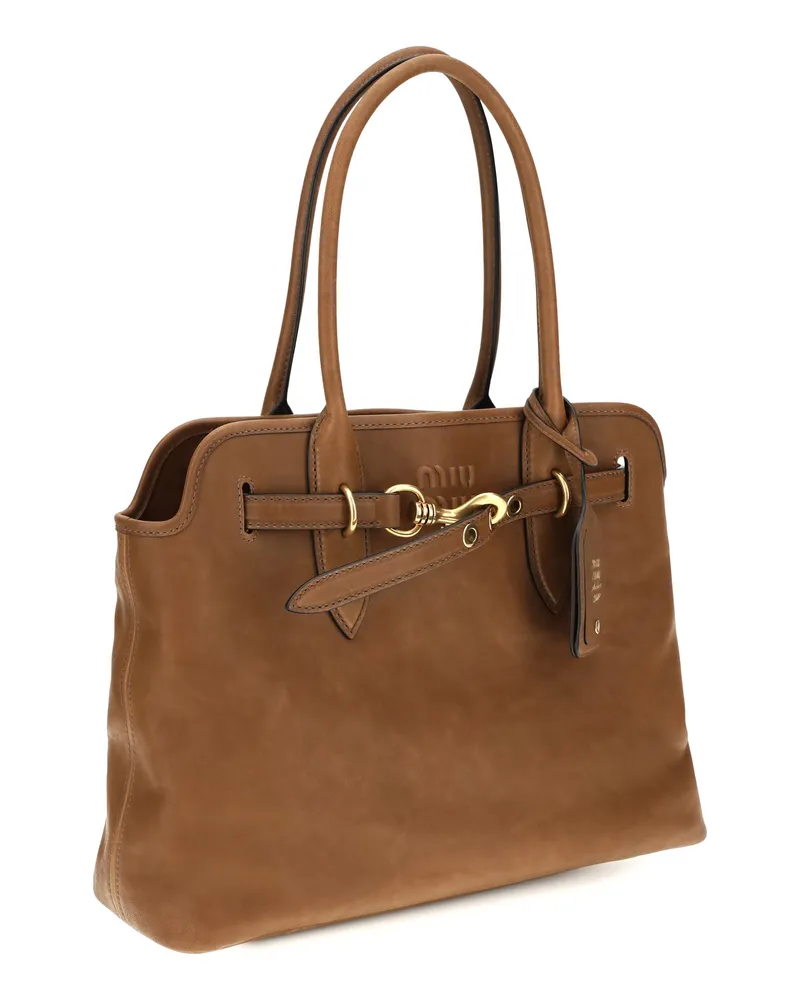 Miu Miu Women's Shoulder Bag Oak Calf Leather Brown