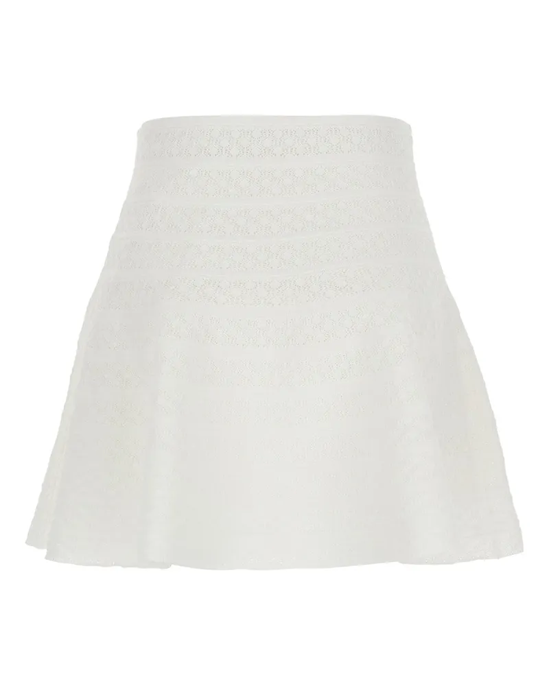 Self-Portrait Women's Mini Skirt Pointelle Knit White White
