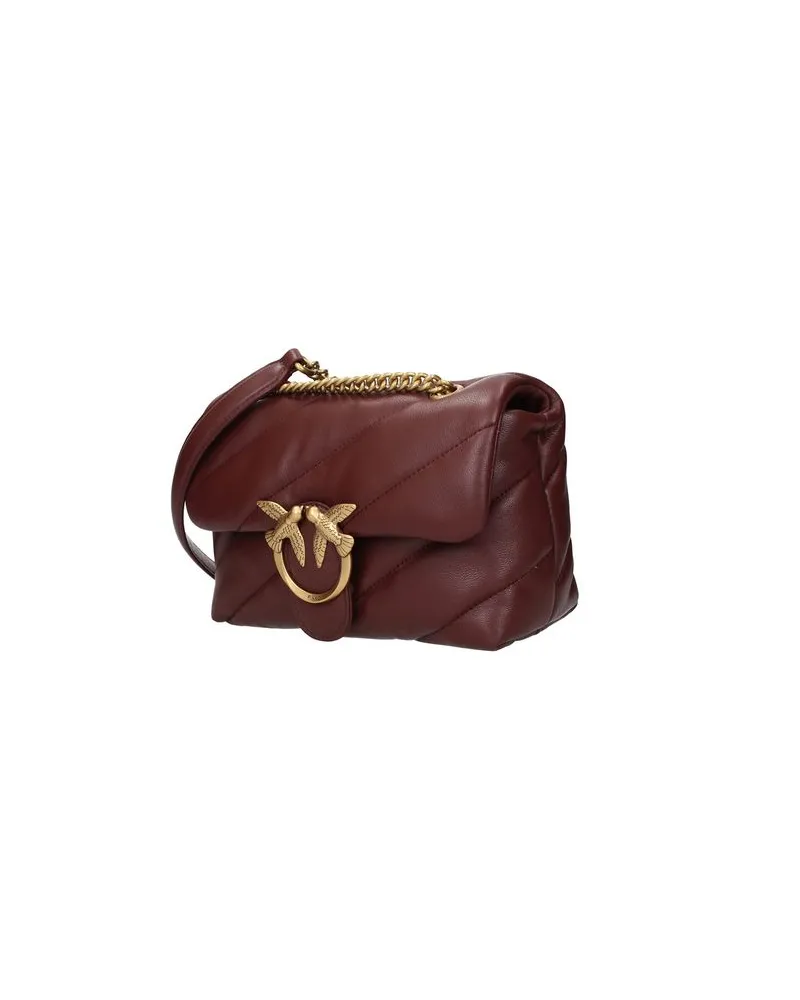 Pinko Lambskin Leather Shoulder Bag — Burgundy Burgundy