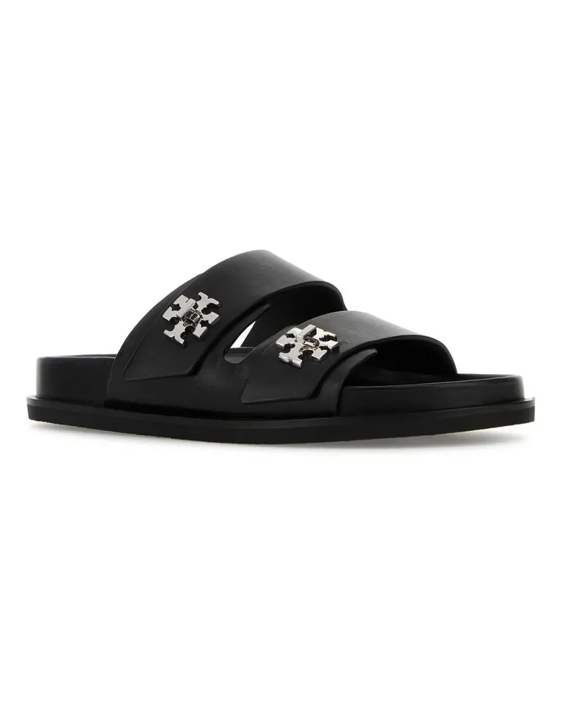 Tory Burch Women's Black Leather Slippers Flat Shoes Black