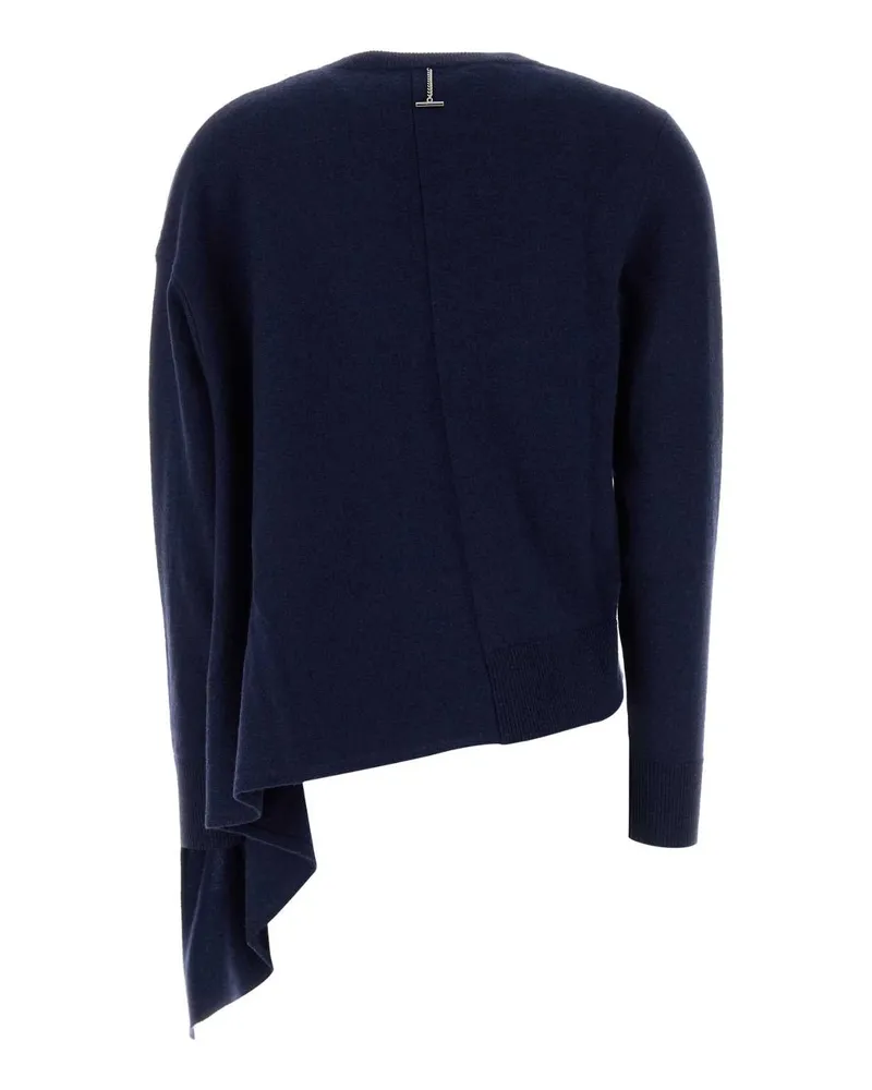 Alexander McQueen 839874q1beu 4344 After6blue Asymmet Crwnk Jumper Cashmere Maglieria Sweater Navy