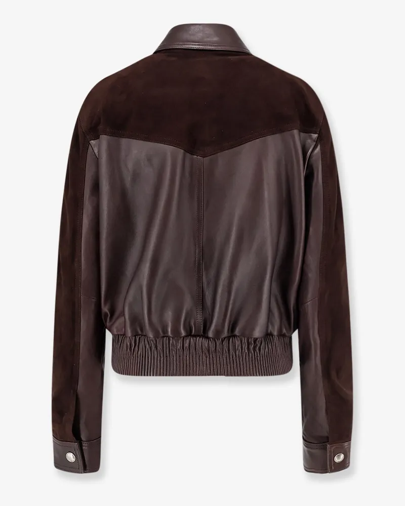 Versace Women's Jacket Leather And Suede Brown Leather-Suede Leather/suede Brown
