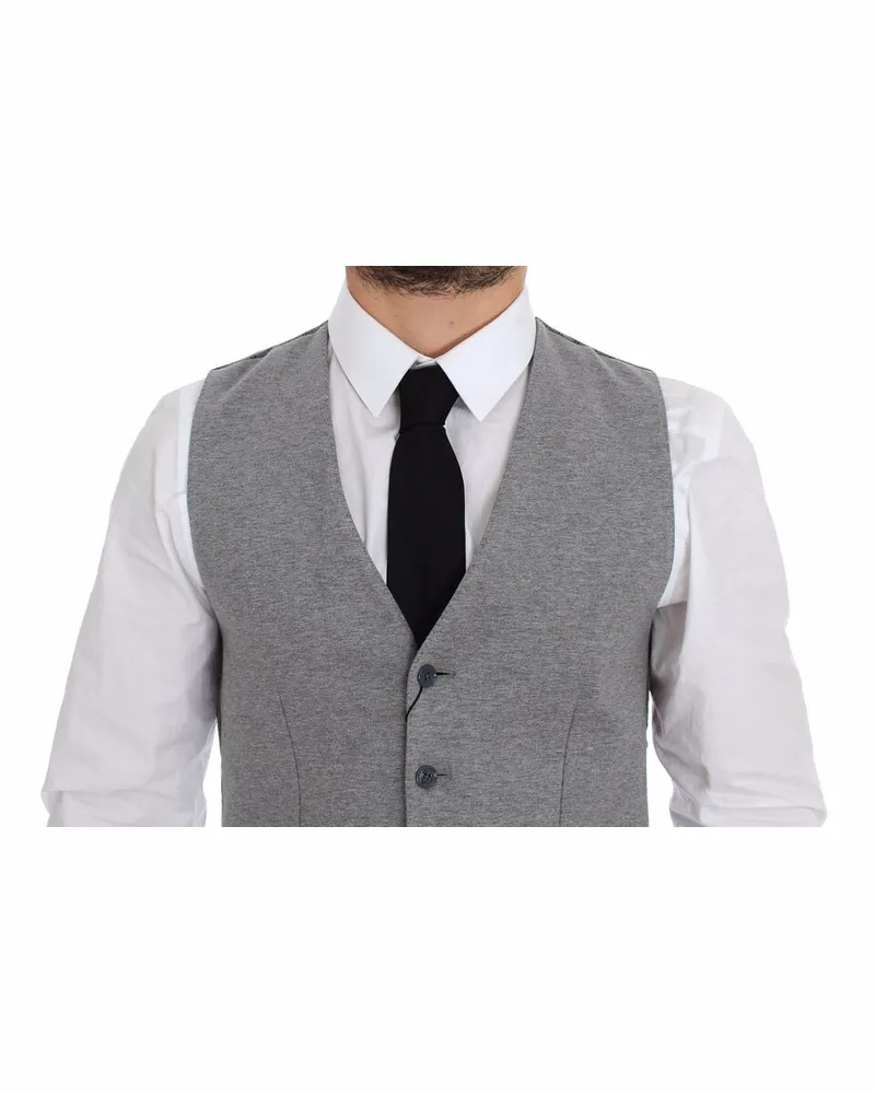 Dolce & Gabbana Men's Gray Cotton Stretch Dress Vest Blazer Gray