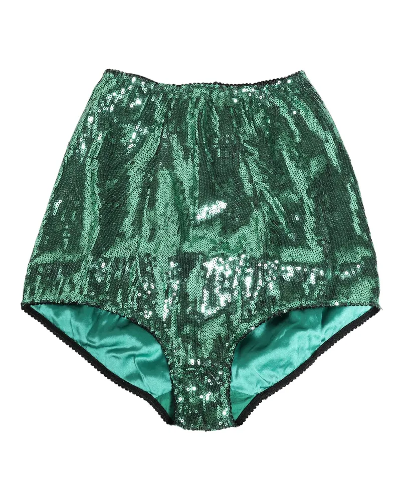 Dolce & Gabbana Women Green Sequin Nylon High Waist Girdle Underwear Clothing Green