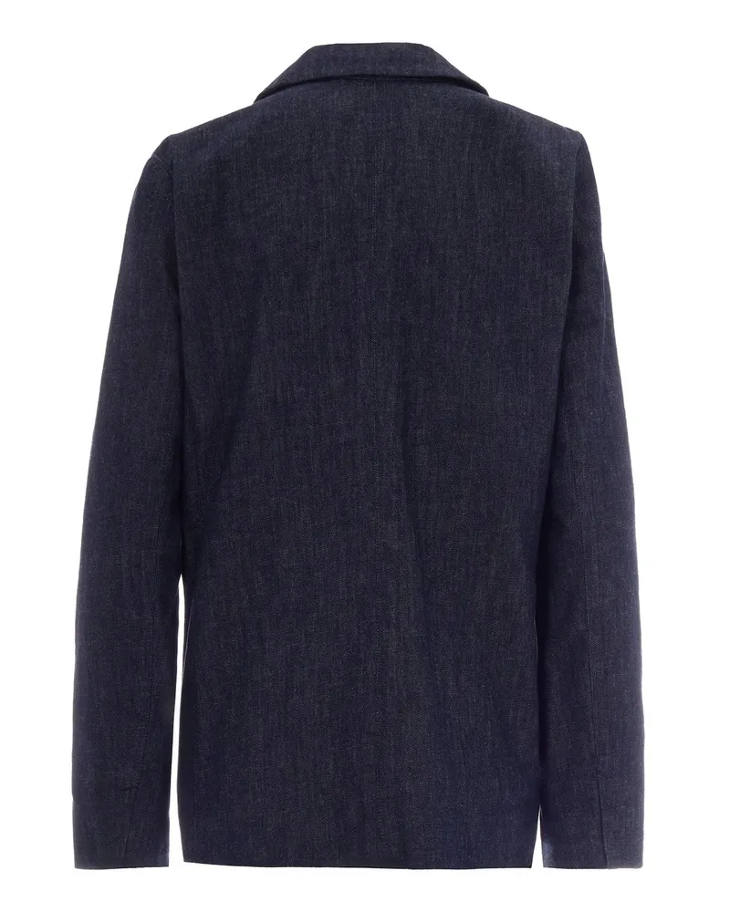 Max Mara Women's Denim Jacket Blue Marine Cotton Navy