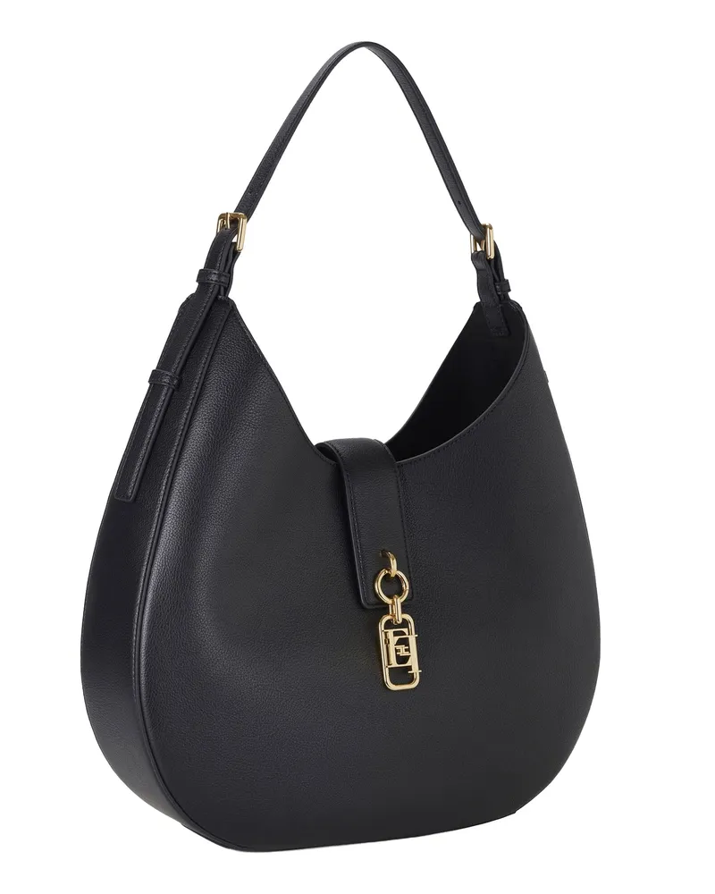 Elisabetta Franchi Women's Round Hobo Bag Black Polyester Shoulder Black