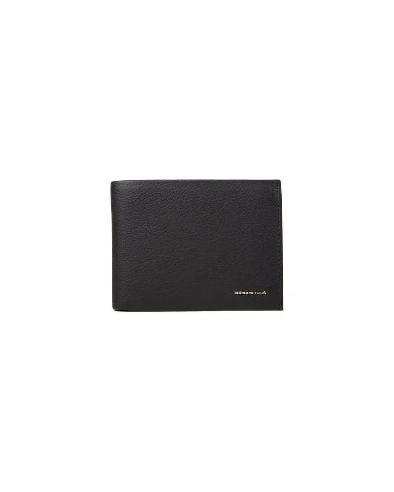 MOMO DESIGN Men's Wallet Black Genuine Leather Bags Black