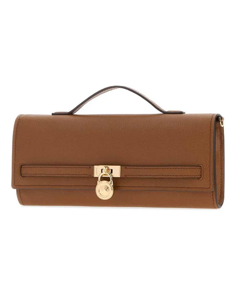 Michael Kors Women's Brown Leather Medium Hamilton Moderne Handbag Luggage Borse A Mano Bag Brown