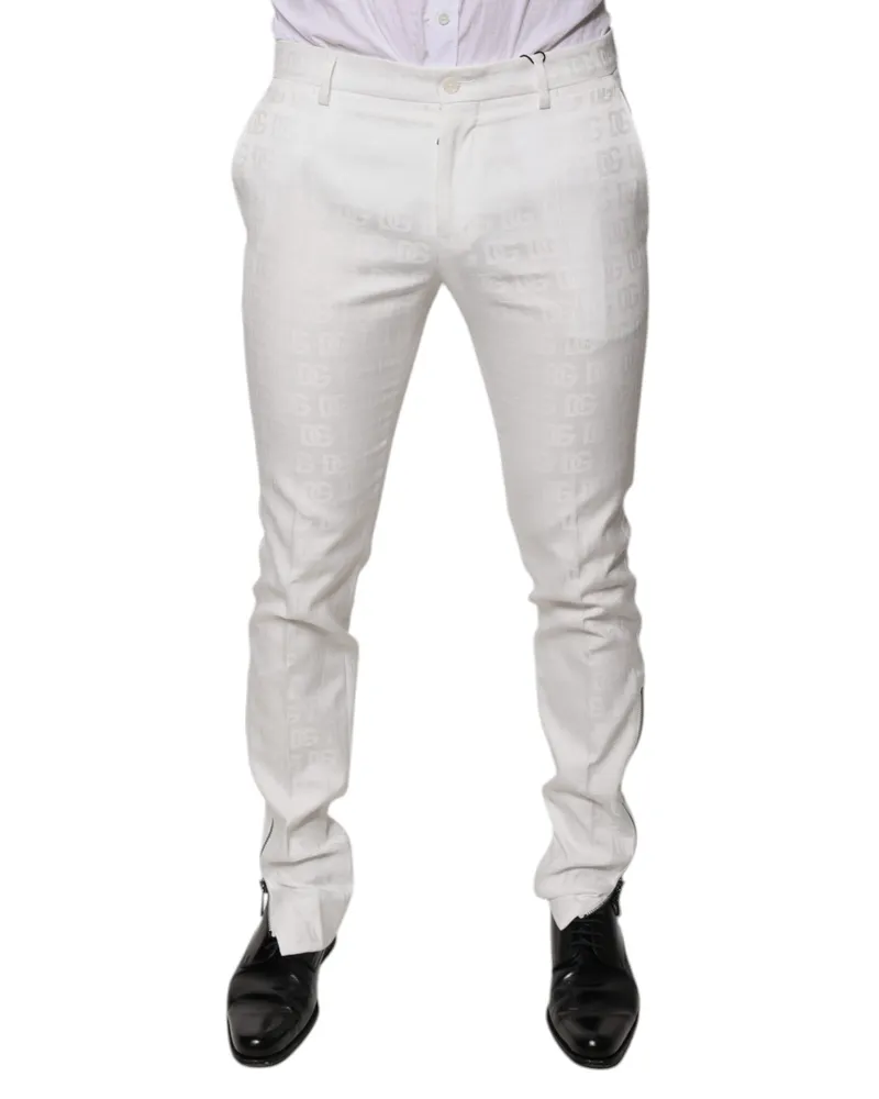 Dolce & Gabbana Men's White Cotton Tapered Formal Dress Pants White