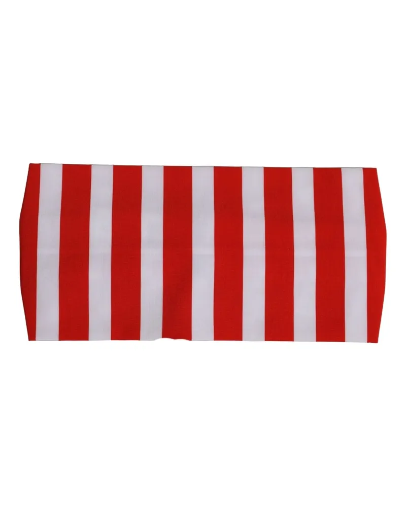 Dolce & Gabbana Women's Red White Stripes Nylon Head Wrap Headband And Elastane Accessory Red