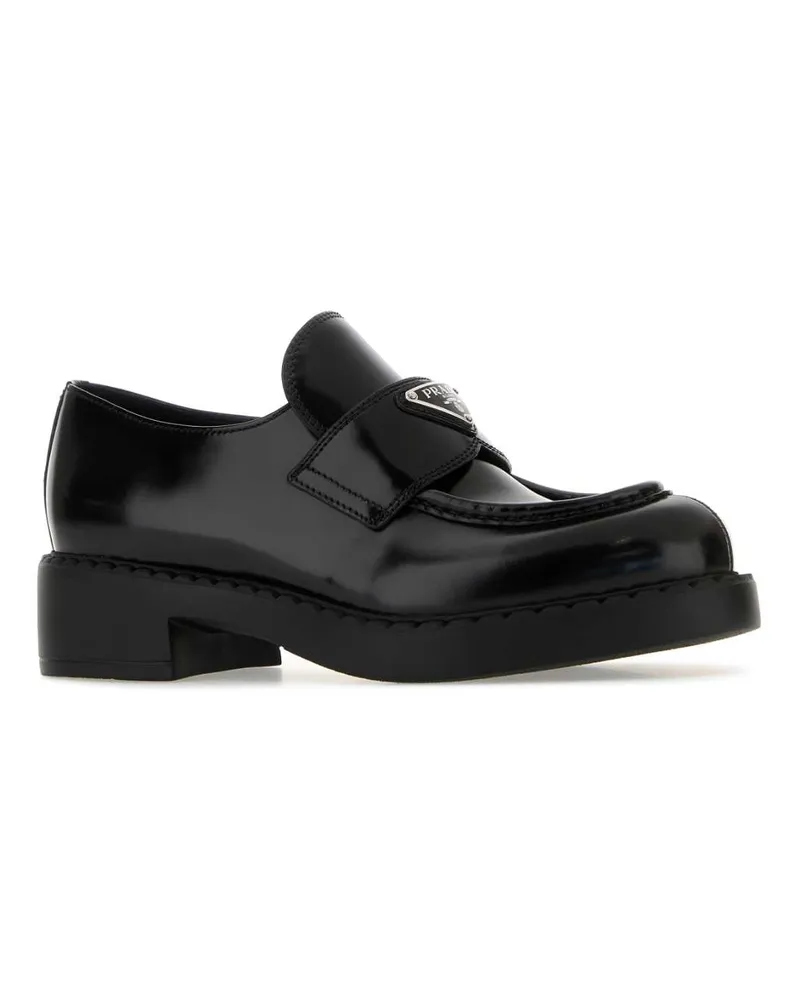 Prada Women's Black Leather Loafers Nero Vitello Mocassini Black