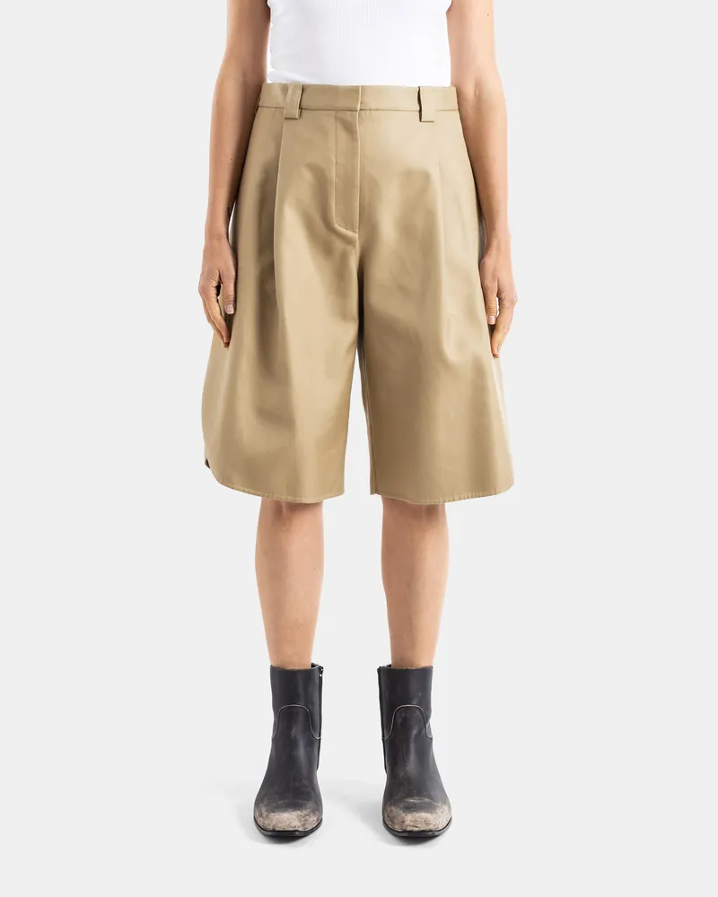 Balenciaga Women's Tulip Beige Bermuda Shorts Beige