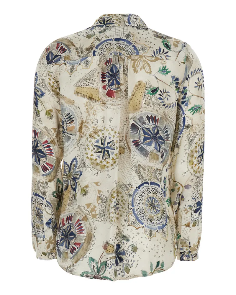 Momoni Women's Shirt With Classic Collar, White Viscose Blouses White