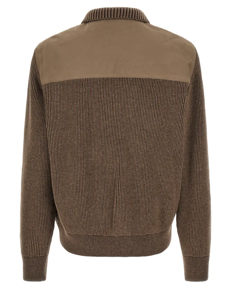 Brioni Suede and Ribbed Knit Hybrid Jacket — Brown Brown