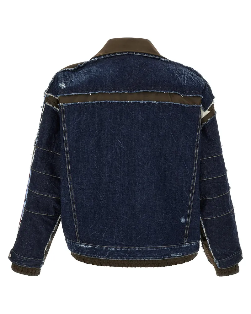 Dsquared2 Layered Denim and Canvas Hybrid Jacket — Blue Blue