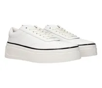 Leather Platform Sneaker — White