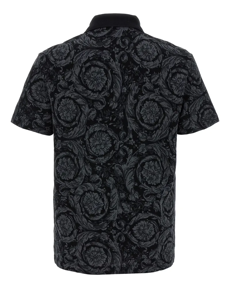 Versace Men's Gray Cotton Polo Shirt Black