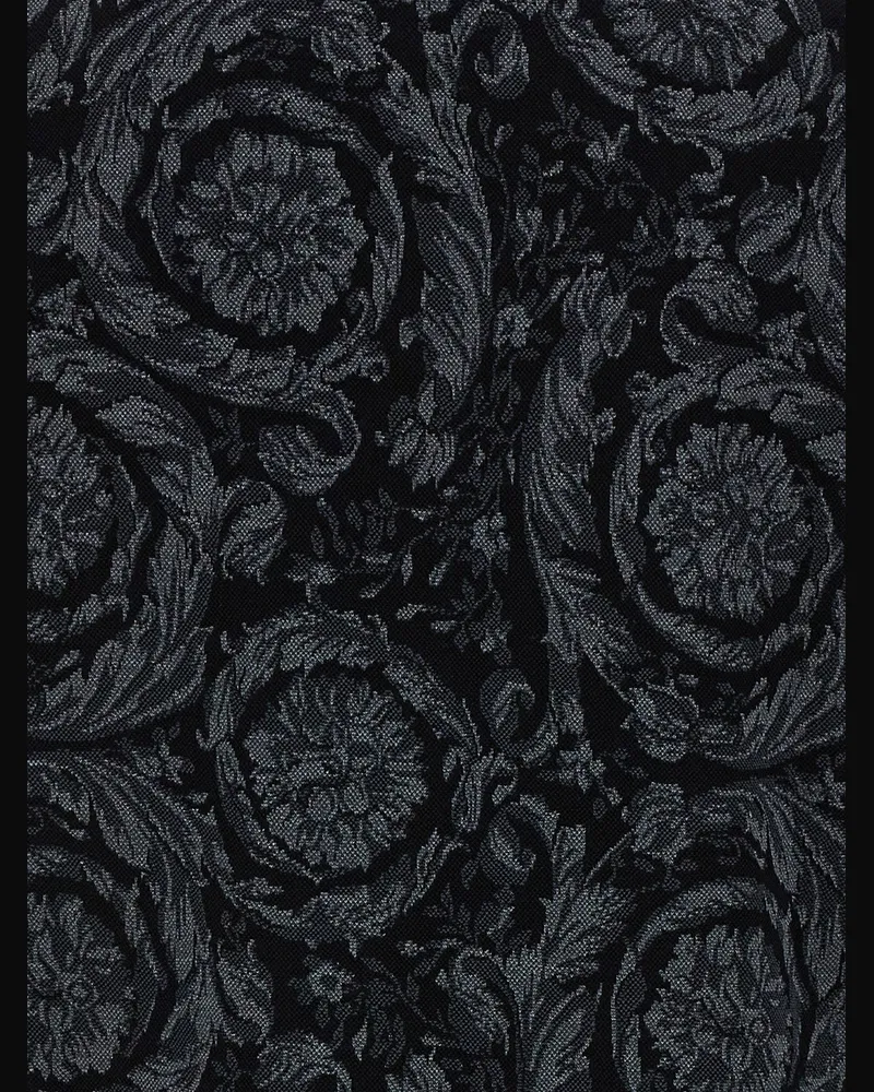 Versace Baroque Jacquard Cotton Polo Shirt — Black Black