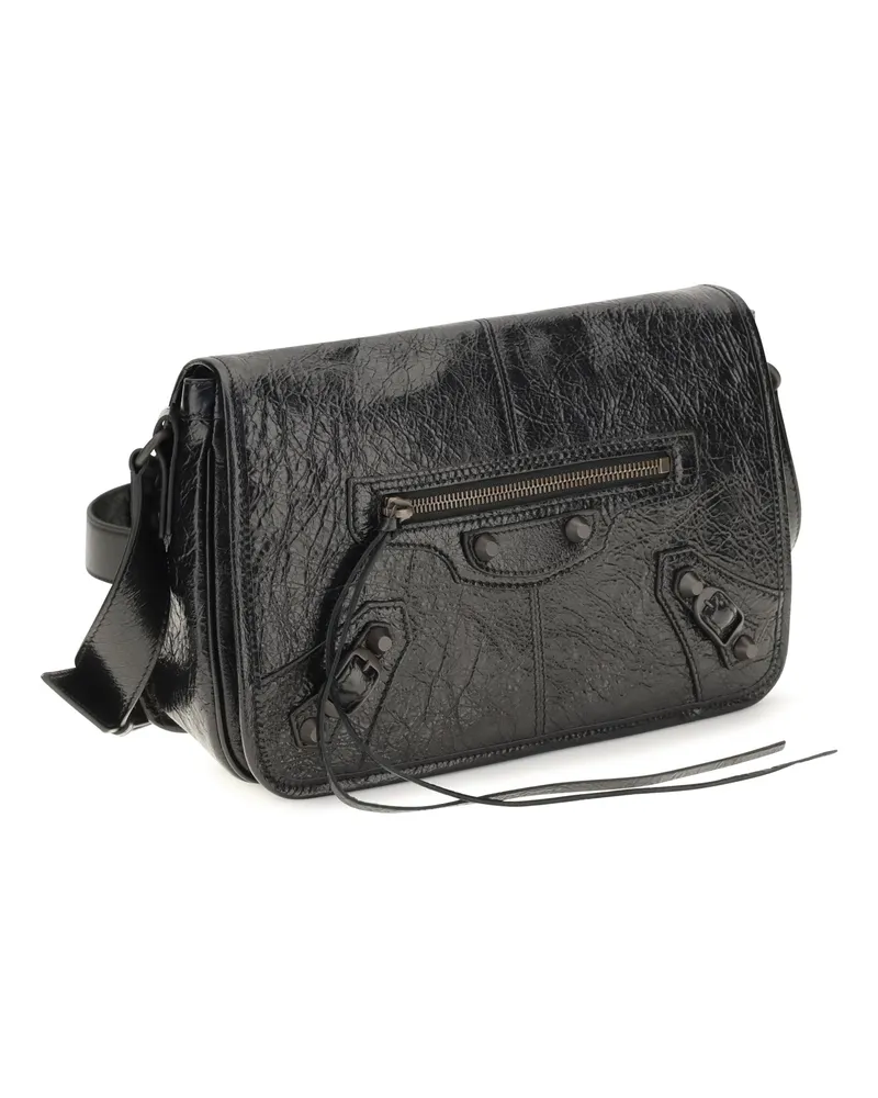 Balenciaga Men's Small Le City Shoulder Bag Black Lamb Ovis Aries Black