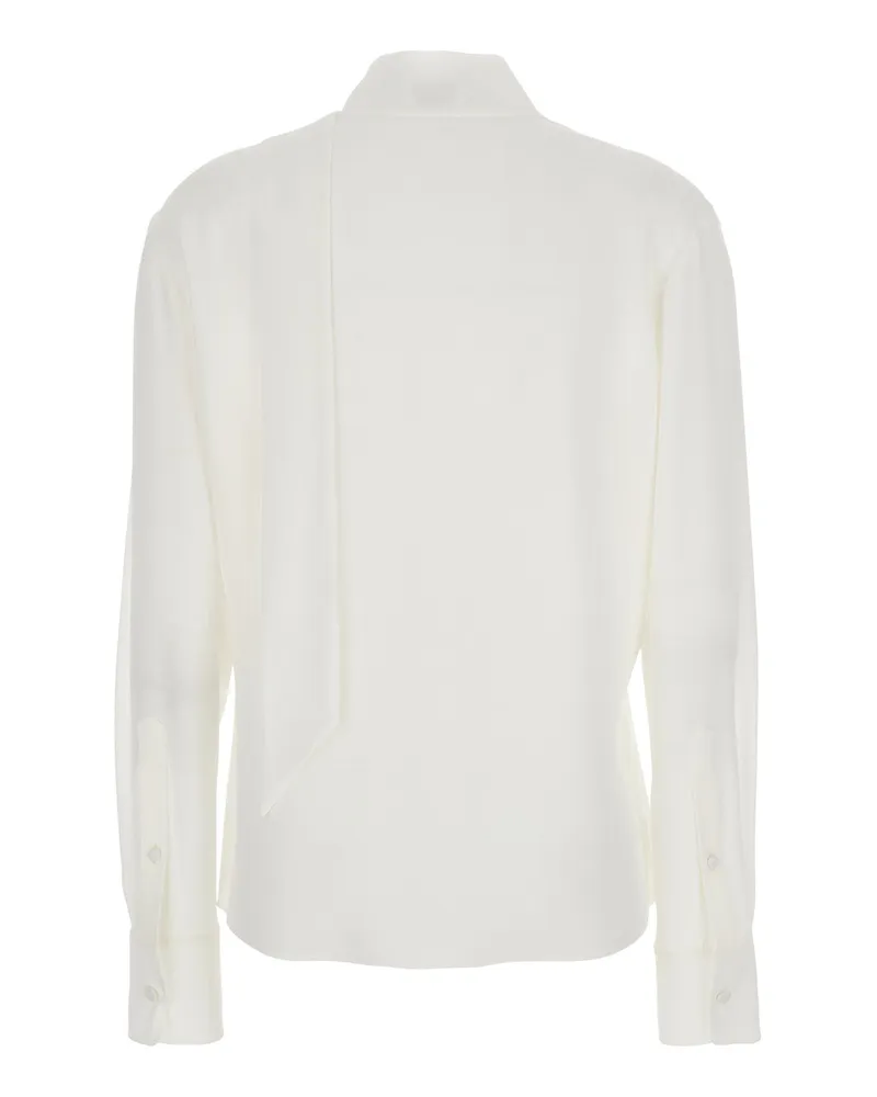 Alexander McQueen Women's White Silk Blouse With Scarf Detail Blouses Shirt White