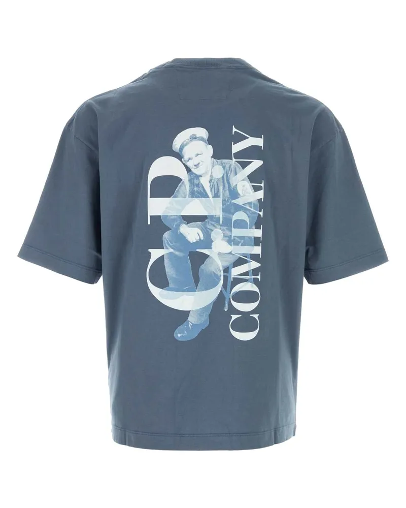 C.P. Company Men's Denim Blue Cotton T-Shirt Orionblue Exterior Exterior: T-shirts And Polos Blue